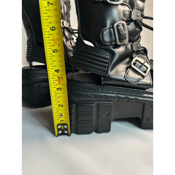 Ankle boots, Boots Black VEGAN Leather Unisex Platform Sandal Goth emo Sz 37 - Picture 5 of 7